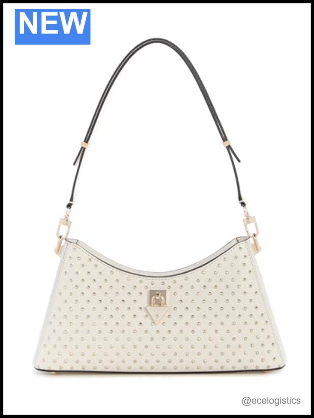 Eco Saffiano PU Shoulder Bag with Studs Motif
